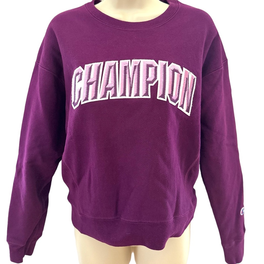 Women’s Champion Sweatshirt-Size Small-Plum color with white Logo-like New